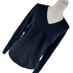 CHARTER CLUB! 100% CASHMERE! BLACK FINE KNIT V-NECK LING SLEEVE SWEATER! SZ XL
